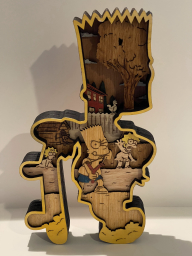 Wood cutout 3D sculpture - Bart